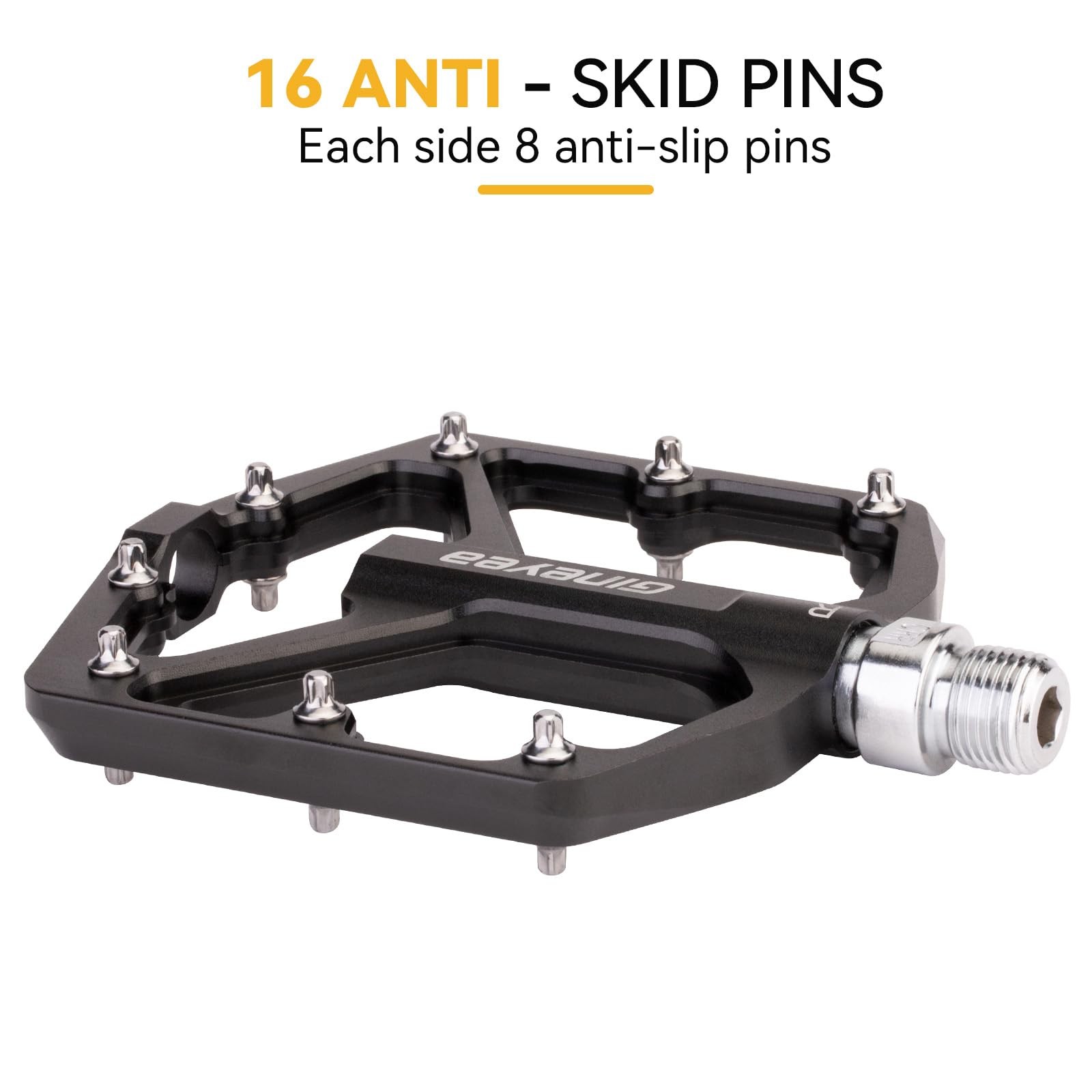 Gineyea Bike Pedals Universal Fit Bicycle Pedals Aluminum 9/16 Sealed Bearing