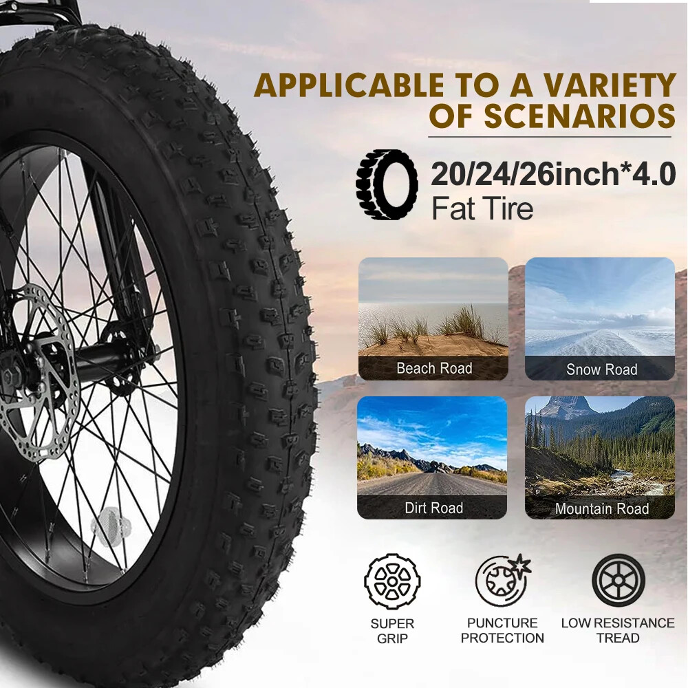48V 1000W-5000W 20 24 26in Snow Fat Tire Electric Bike Brushless Rear Hub Motor