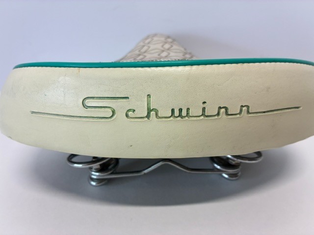 Schwinn Cruiser Wide Comfort Saddle Bike Seat Dual Springs Quilted White/Teal