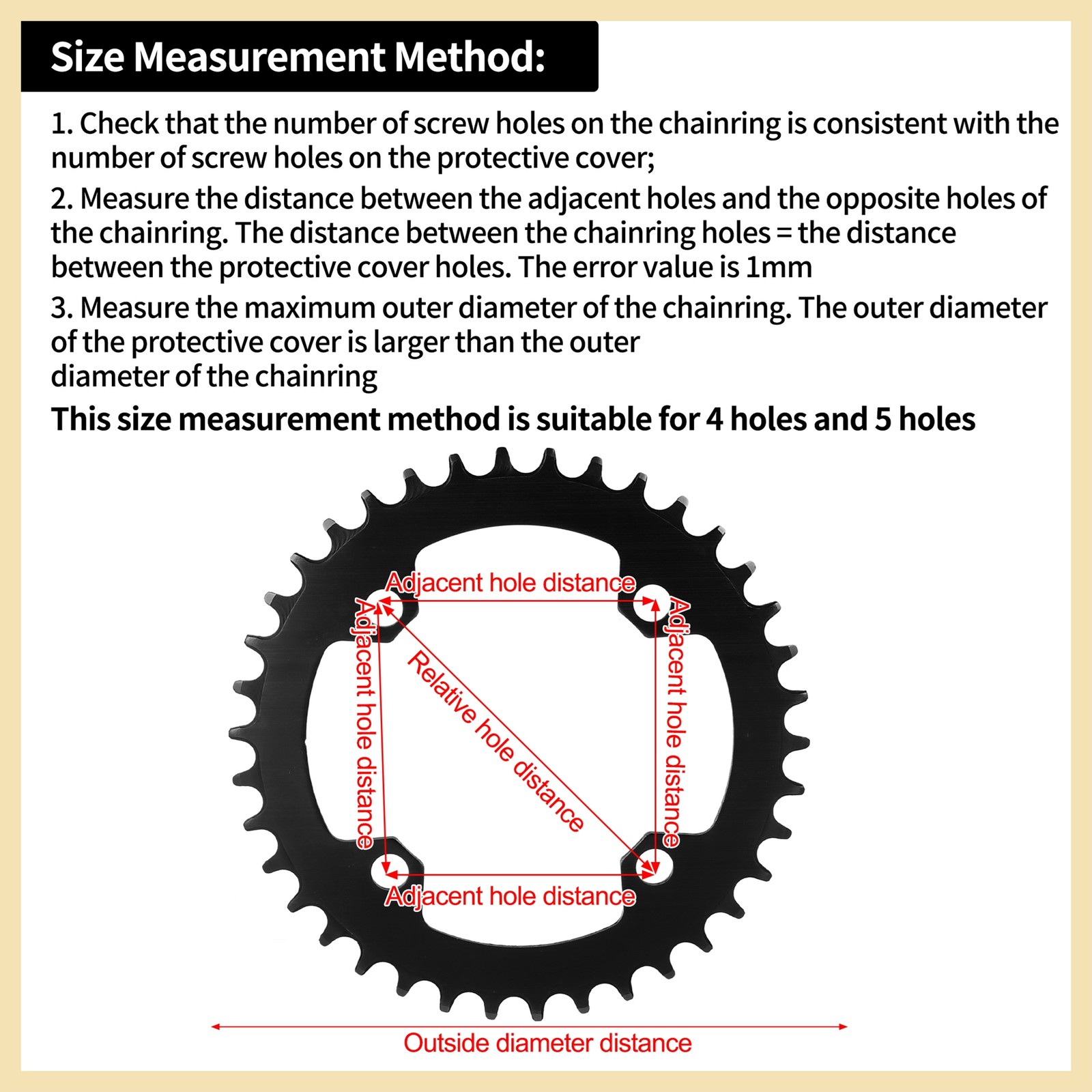 48 Teeth 9.5cm 5 Holes Bicycle Bike Crankset Chain Wheel Covers Black