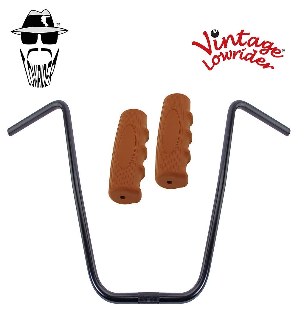 Original Lowrider 20″ 22.2 D Handlebar Black 0214 120mm Grips Solid/Brown