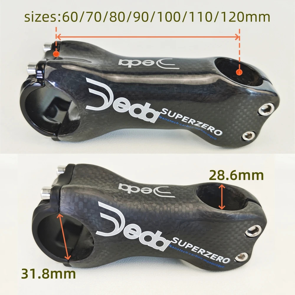 Full Carbon Fiber Mountain Road Bike Stem 31.8*60-120mm 6/17 Degrees Bike Parts
