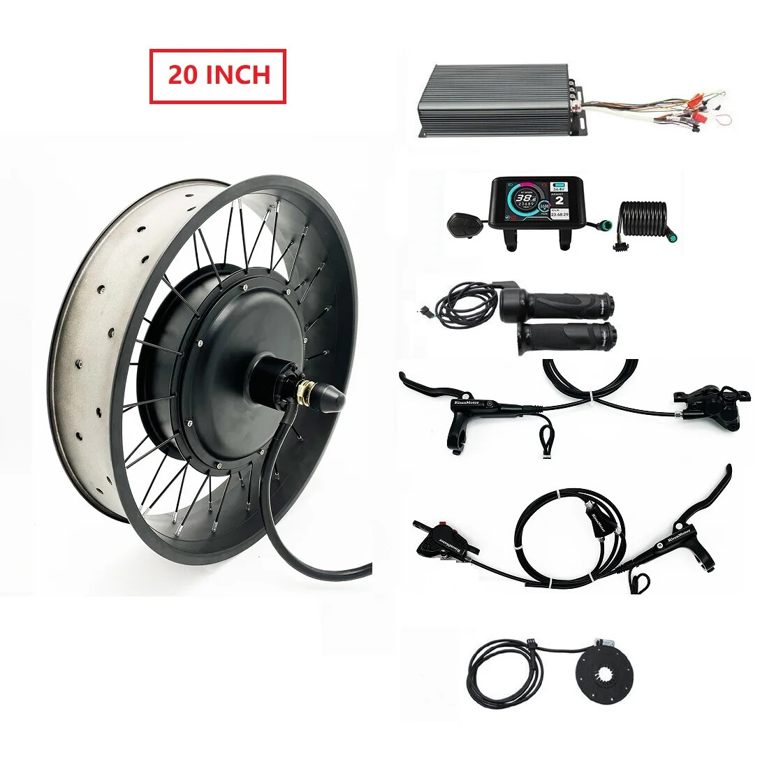 20/24/26×4.0″ 48V-72V 3000W-5000W High Power eBike Fat Wheel Rear Conversion Kit