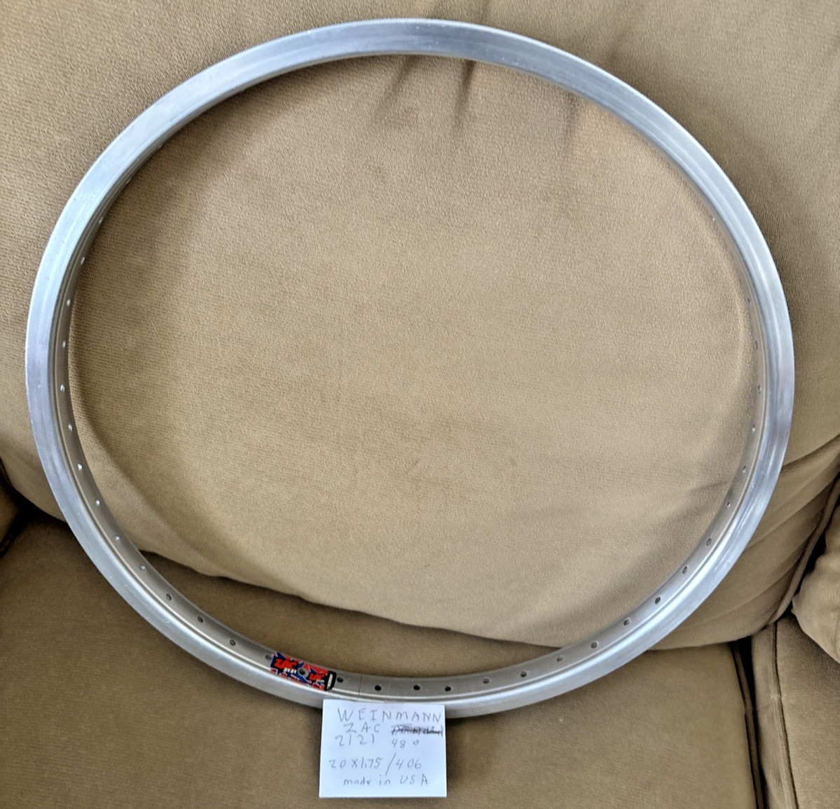 Weinman ZAC2121 20” X 1.75” Aluminum Bike Rim – USA Made – 48 Hole – Recumbent