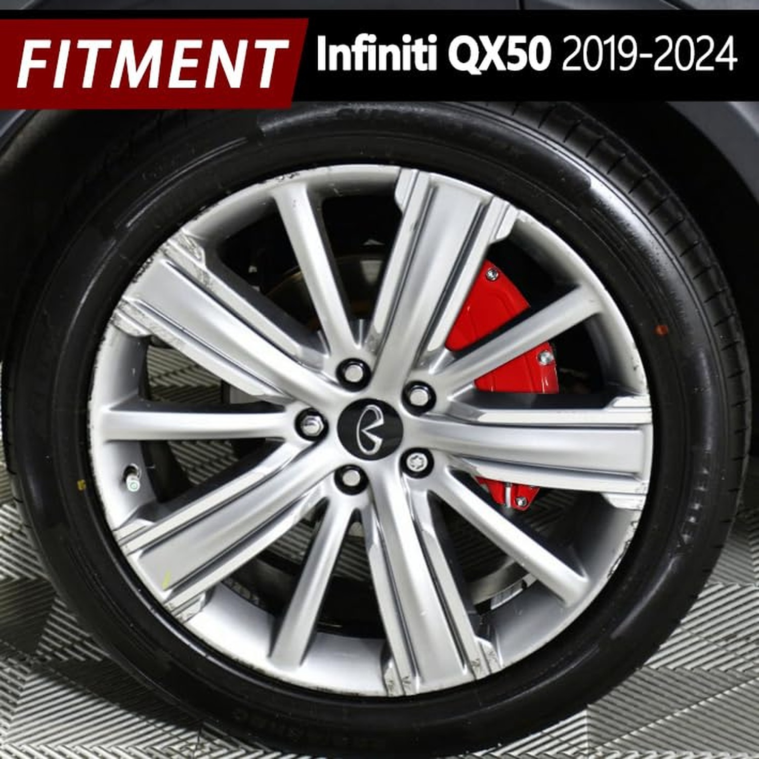 AOOA Caliper Covers Red Brake Aluminum Covers Fits 2019-2025 Infiniti QX50(Se…