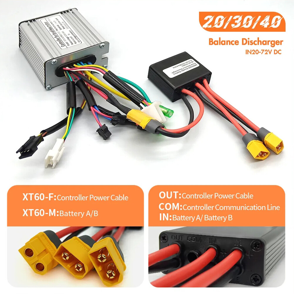 20V-72V 20A /30A /40A Ebike Dual Battery Discharge Converter Adapter Module