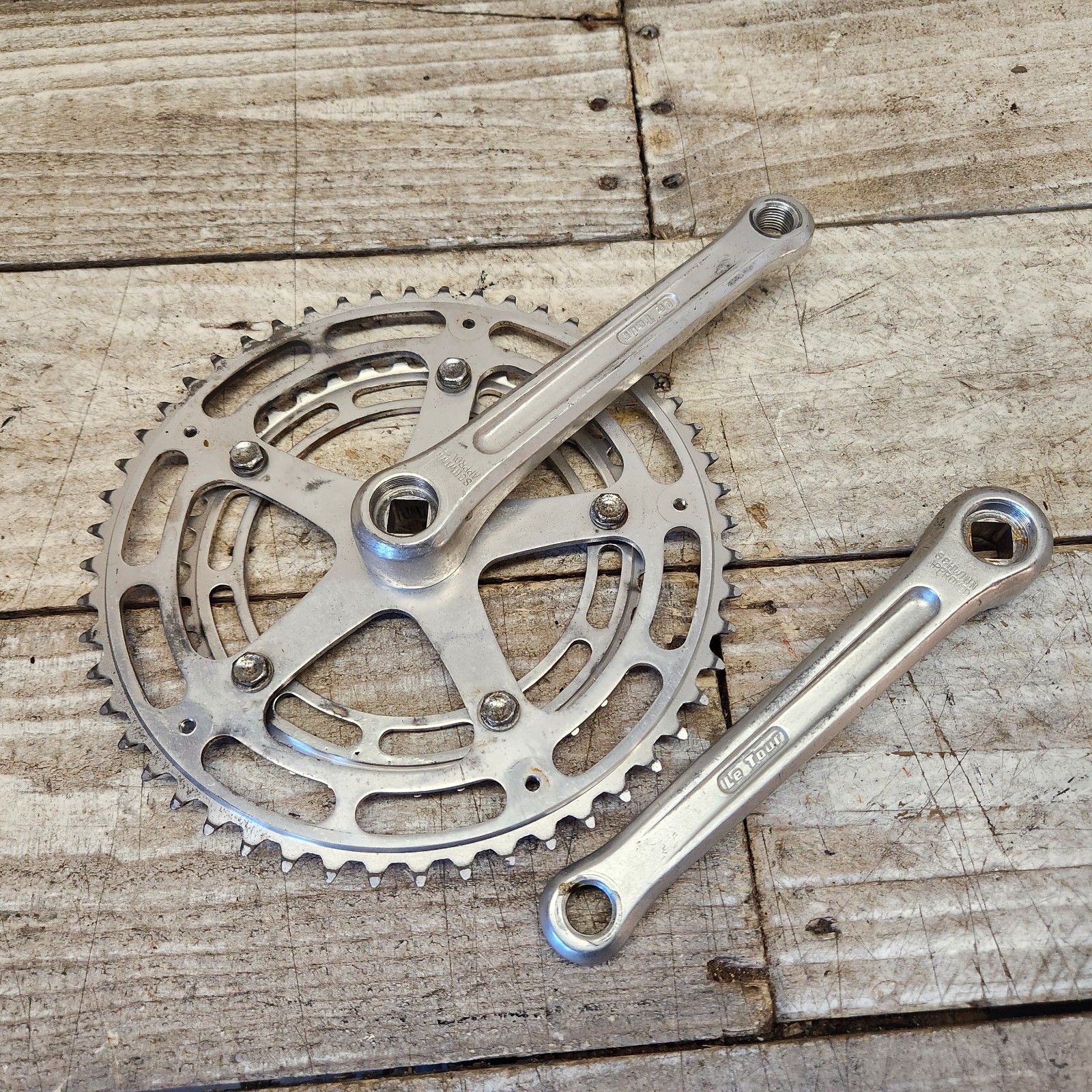 1974 Schwinn Le Tour Crank Set 2x 170mm 52/39 Square Taper JAPAN