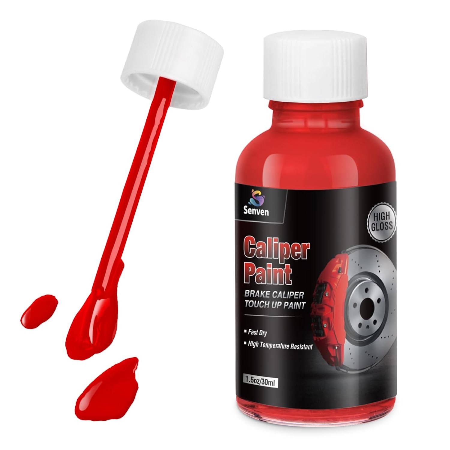 Red Brake Caliper Paint Touch Up Kit 1.5 Fl Oz High Temp Heat Resistant Red