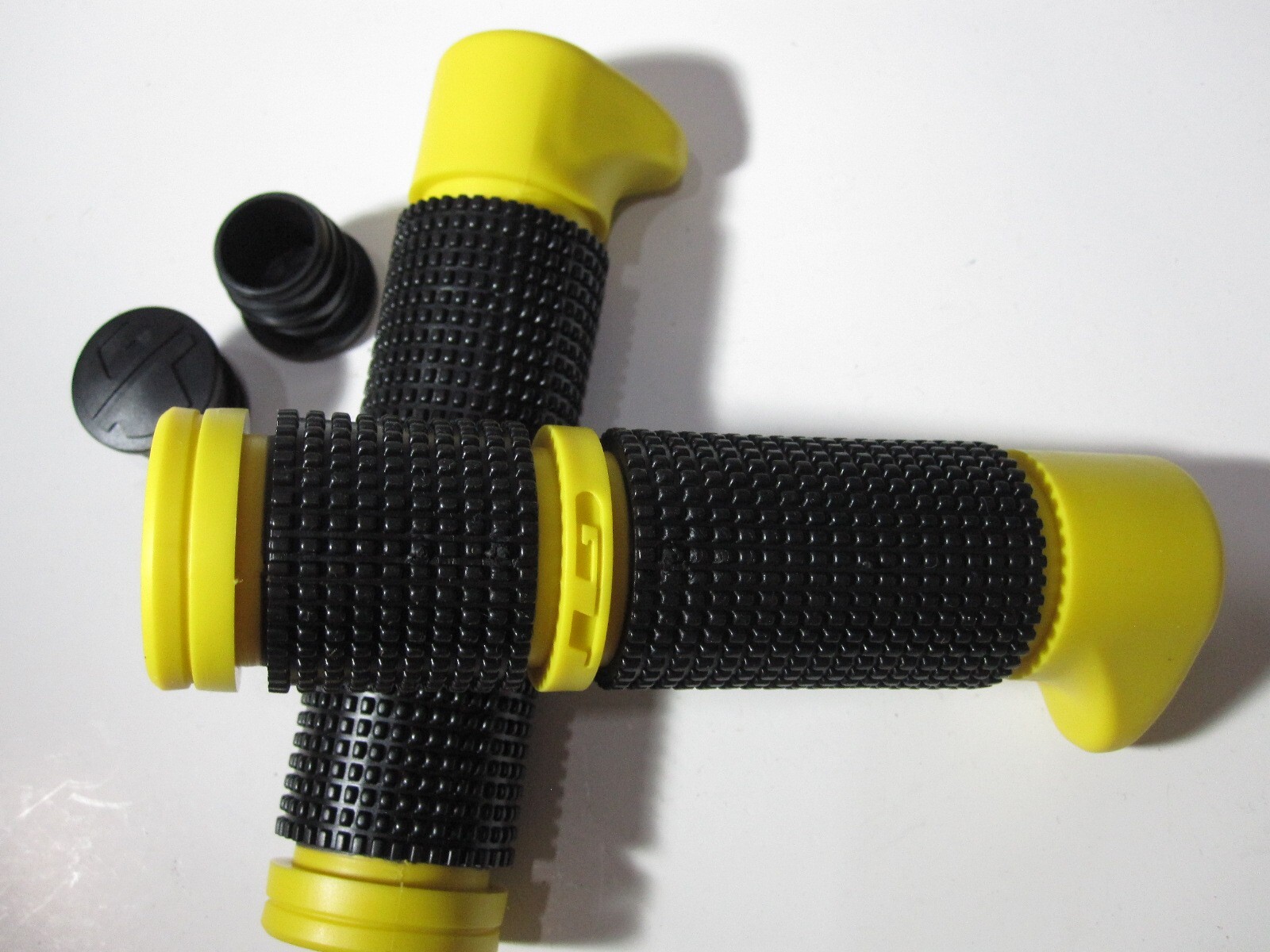 NOS GT Standard Handle Grips with GT end caps and Yellow Black in Color