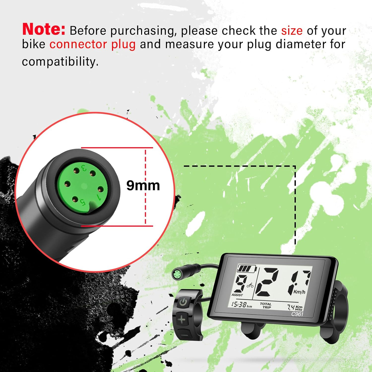 5 Pin Female Ebike LCD Display C961 for Bafang BBS01B BBS02B BBSHD Mid Drive Mot