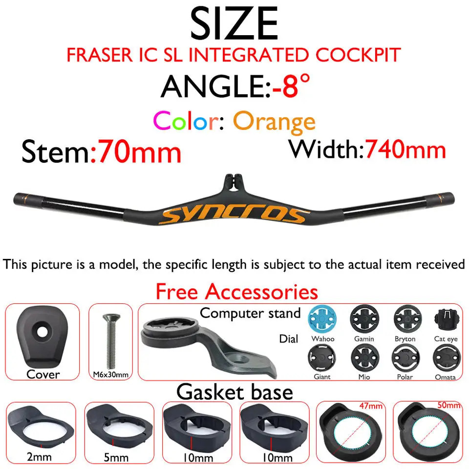Carbon Fiber MTB Bicycle Integrated Handlebar with Stem Angle -8/-17/-25 Degree