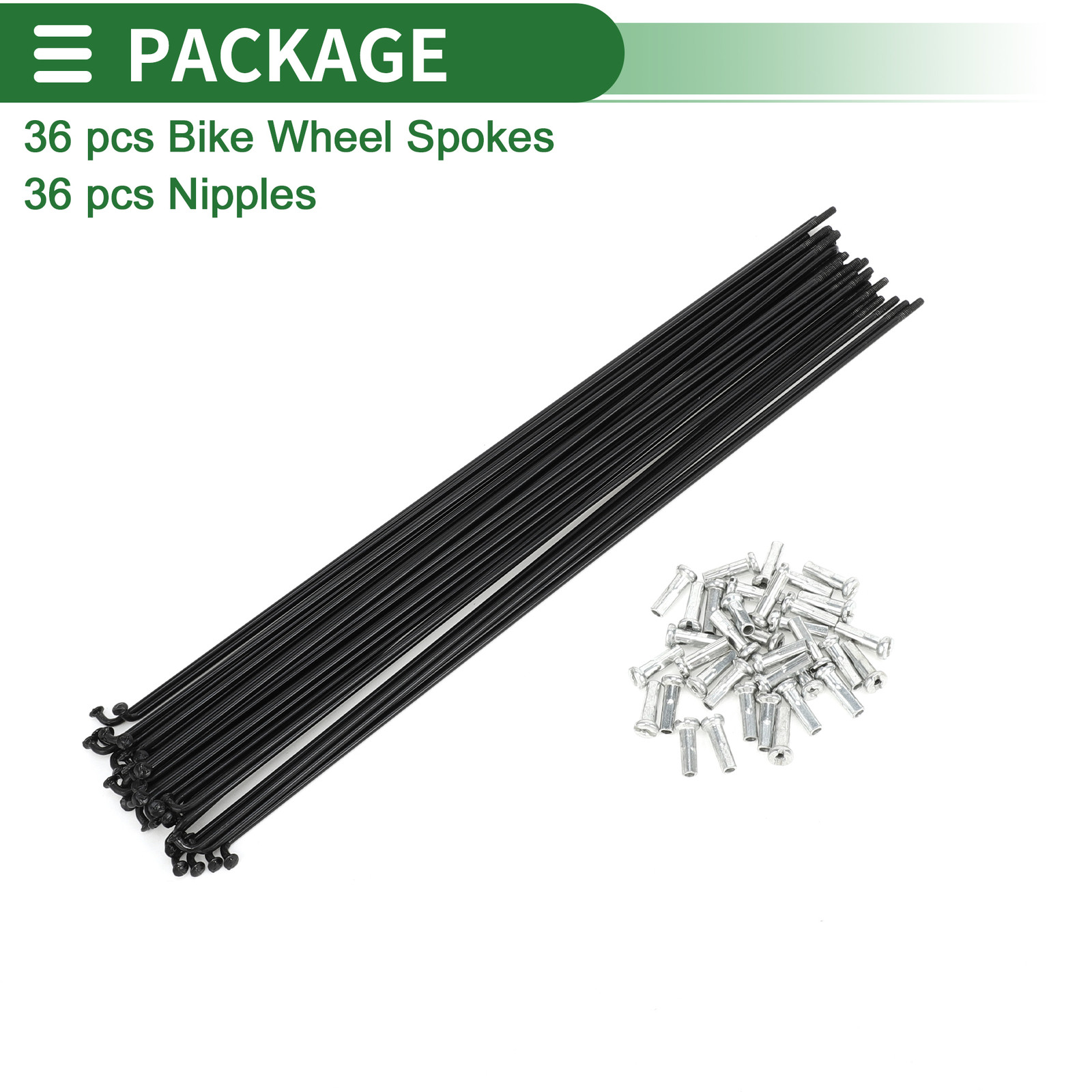 1 Set 14G 231mm Length Bicycle Spokes Nipple Carbon Steel Black Universal