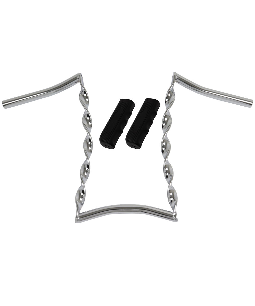 OG Lowrider Handlebar Twisted 15″ 25.4mm Chrome & Grips Cruiser 115m Black