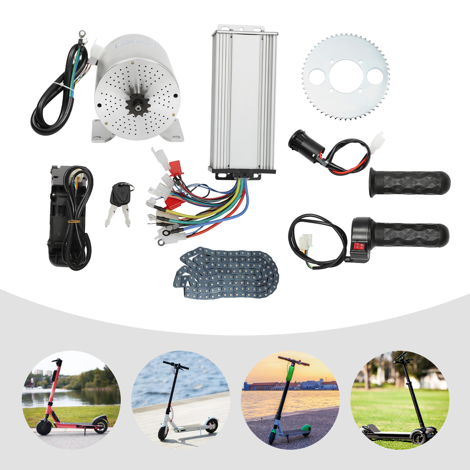 DC 48-72V 3000W Motor Kit with Brushless Controller for Electric Scooter E-Bike