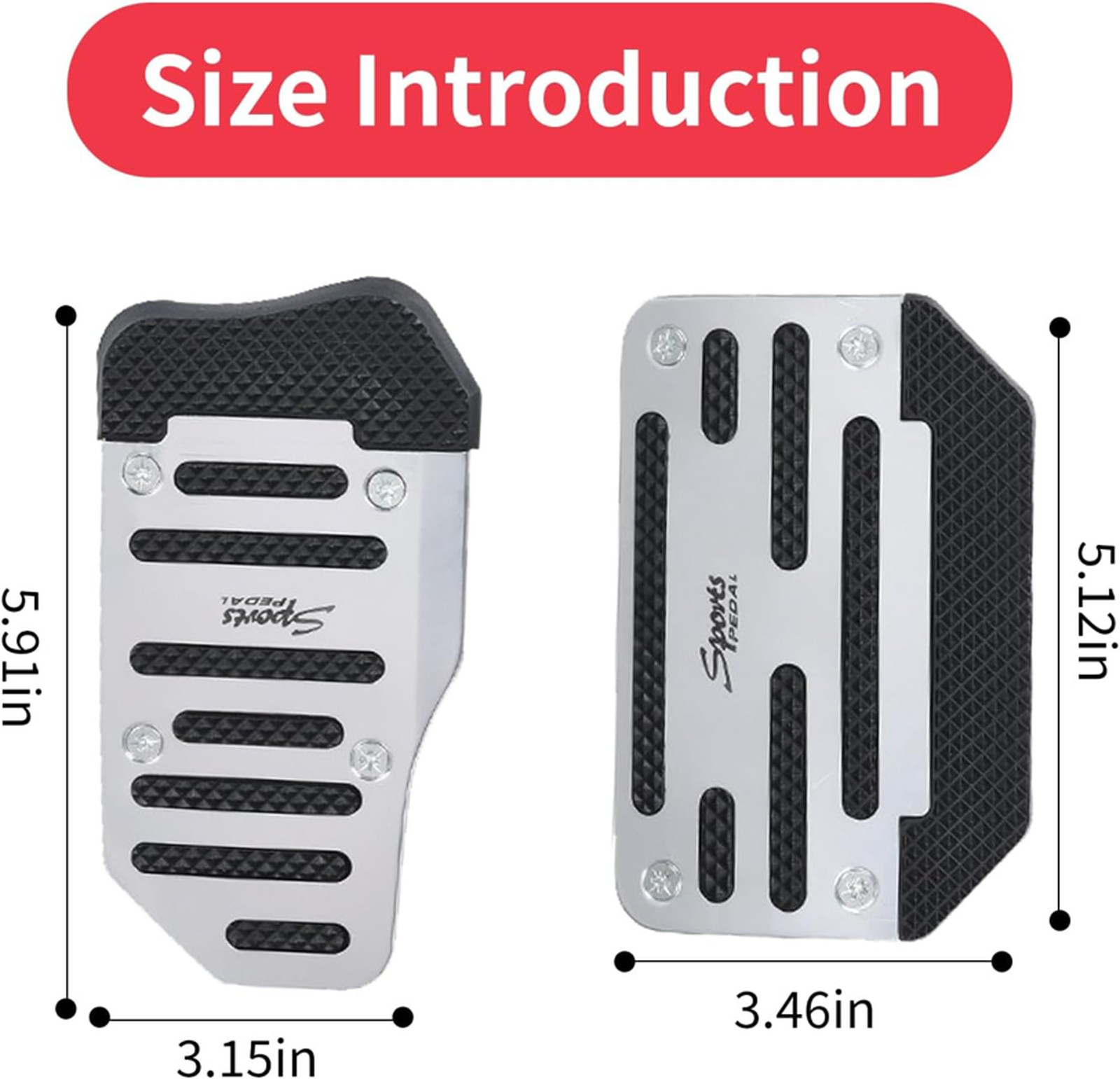 1 Pack 2 White Non-Slip Car Pedal Pad Kit, Premium Aluminum Alloy Brake Pedals