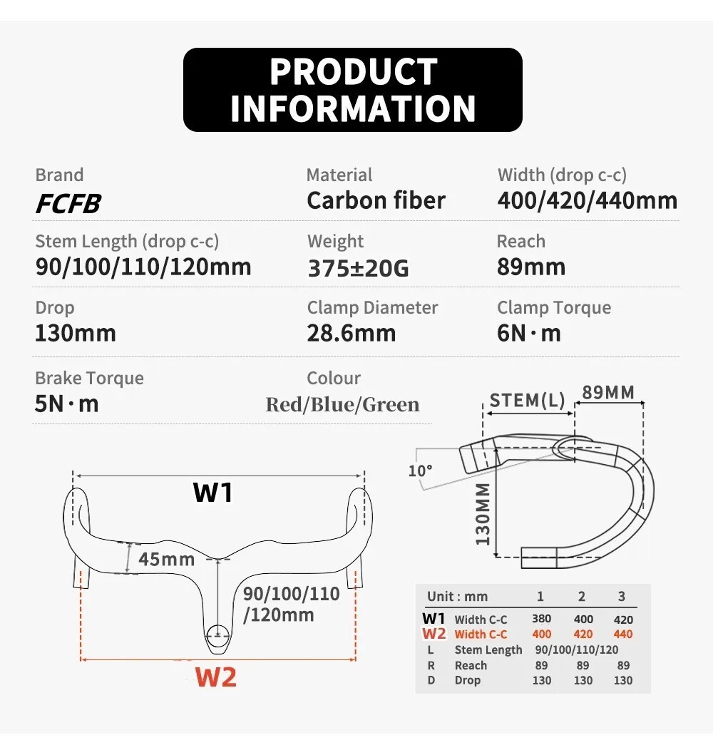 Carbon Fiber Road Bicycle Integrated Handlebar with Stem Reach 89mm Drop 130mm