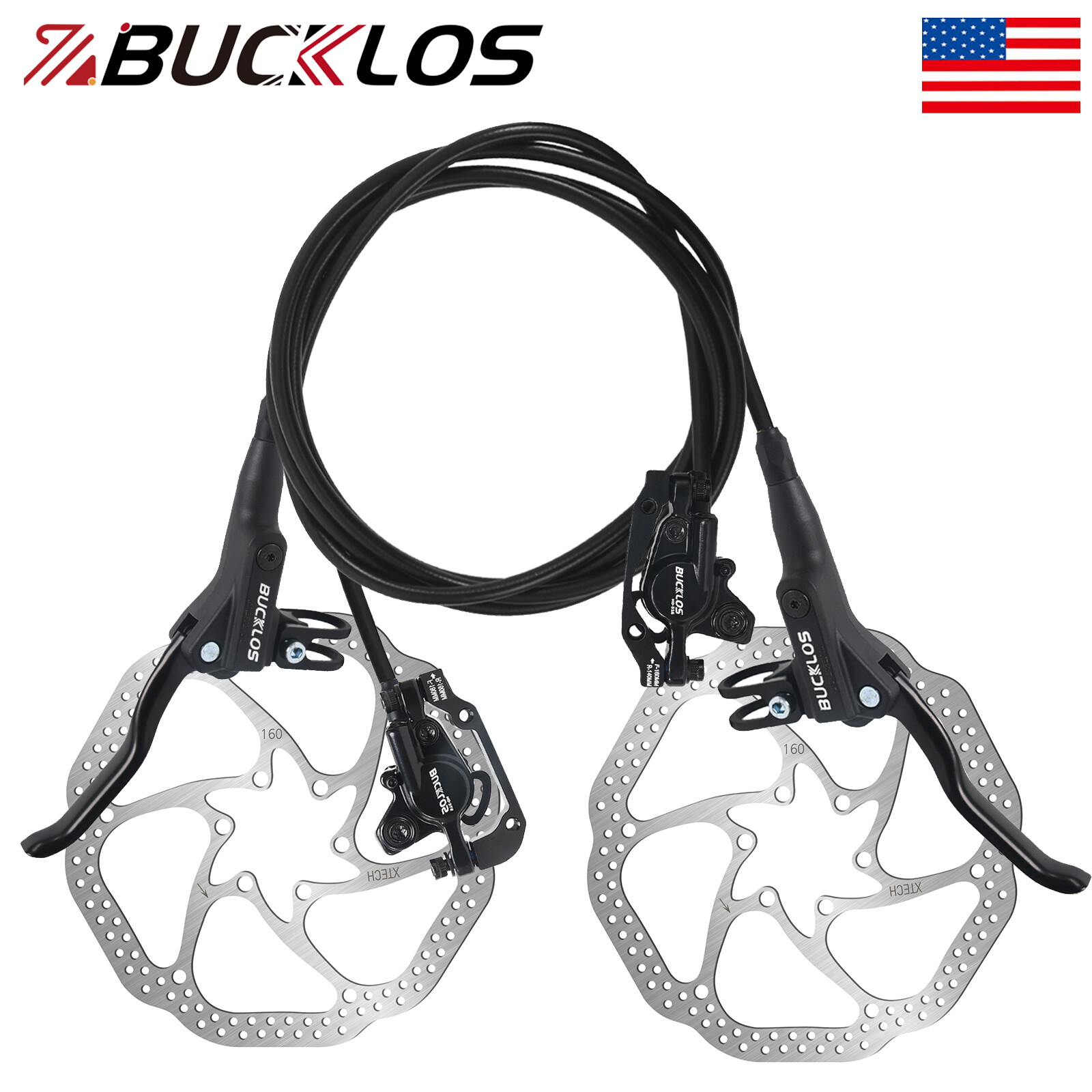 ​Mountain Bike Hydraulic Disc Brake Set with 160mm Rotors 2 Piston MTB Calipers