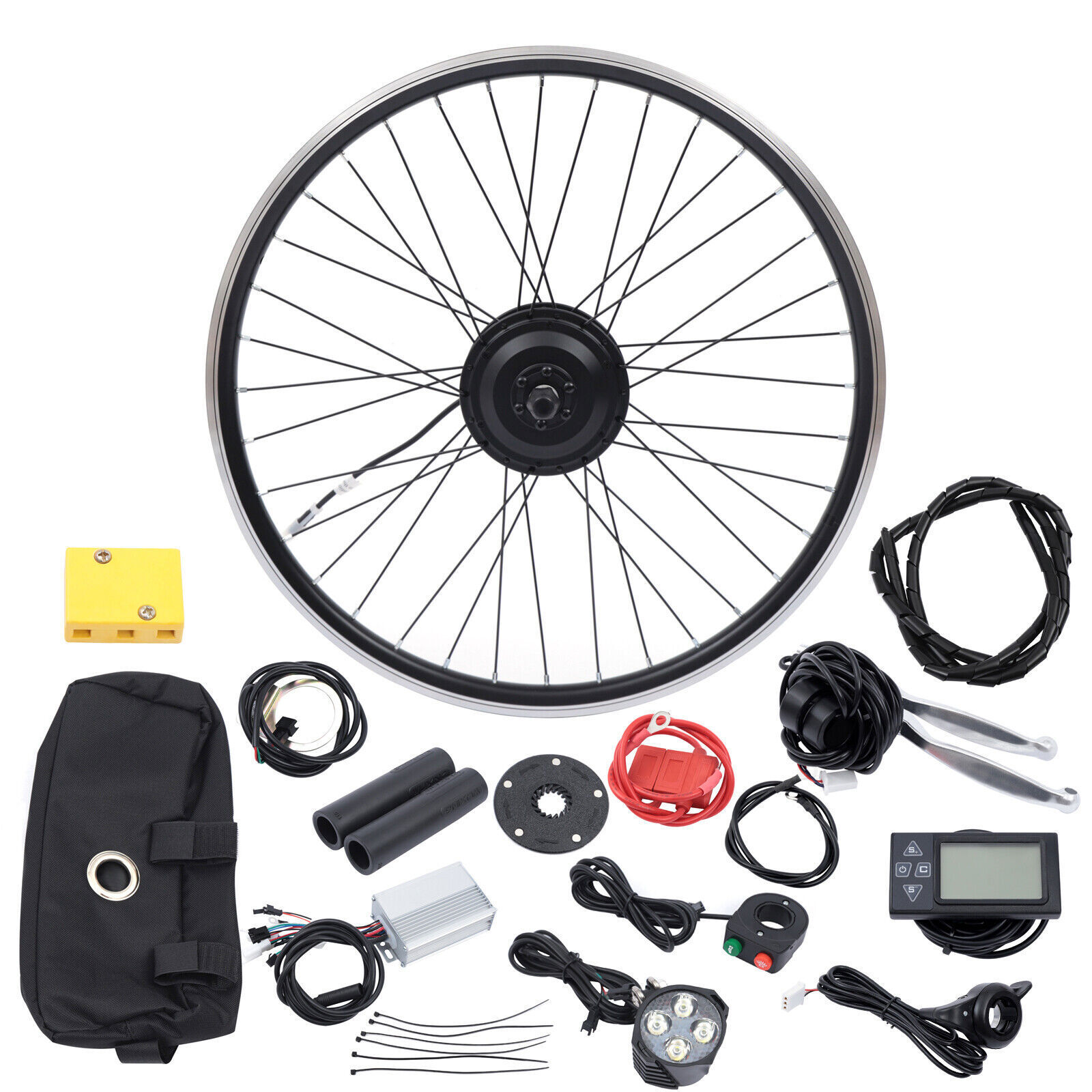 26″ 350W 36V Electric Bicycle Front Wheel Hub Motor E Bike Conversion Kit LCD