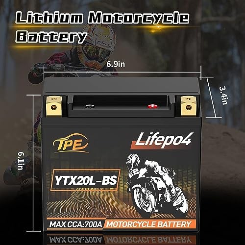 Lithium Powersports Battery YTX20L-BS 12V 9AH 700CCA Lithium Motorcycle