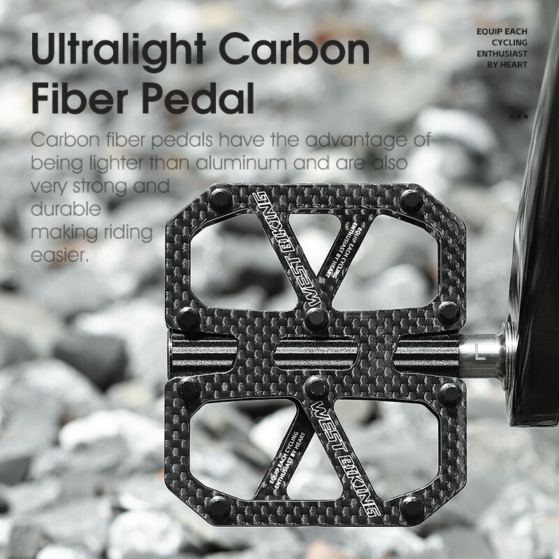 Bike Pedals Ultralight T700 Carbon Fiber Titanium Axle 3 Bearings Bicycle Pedals