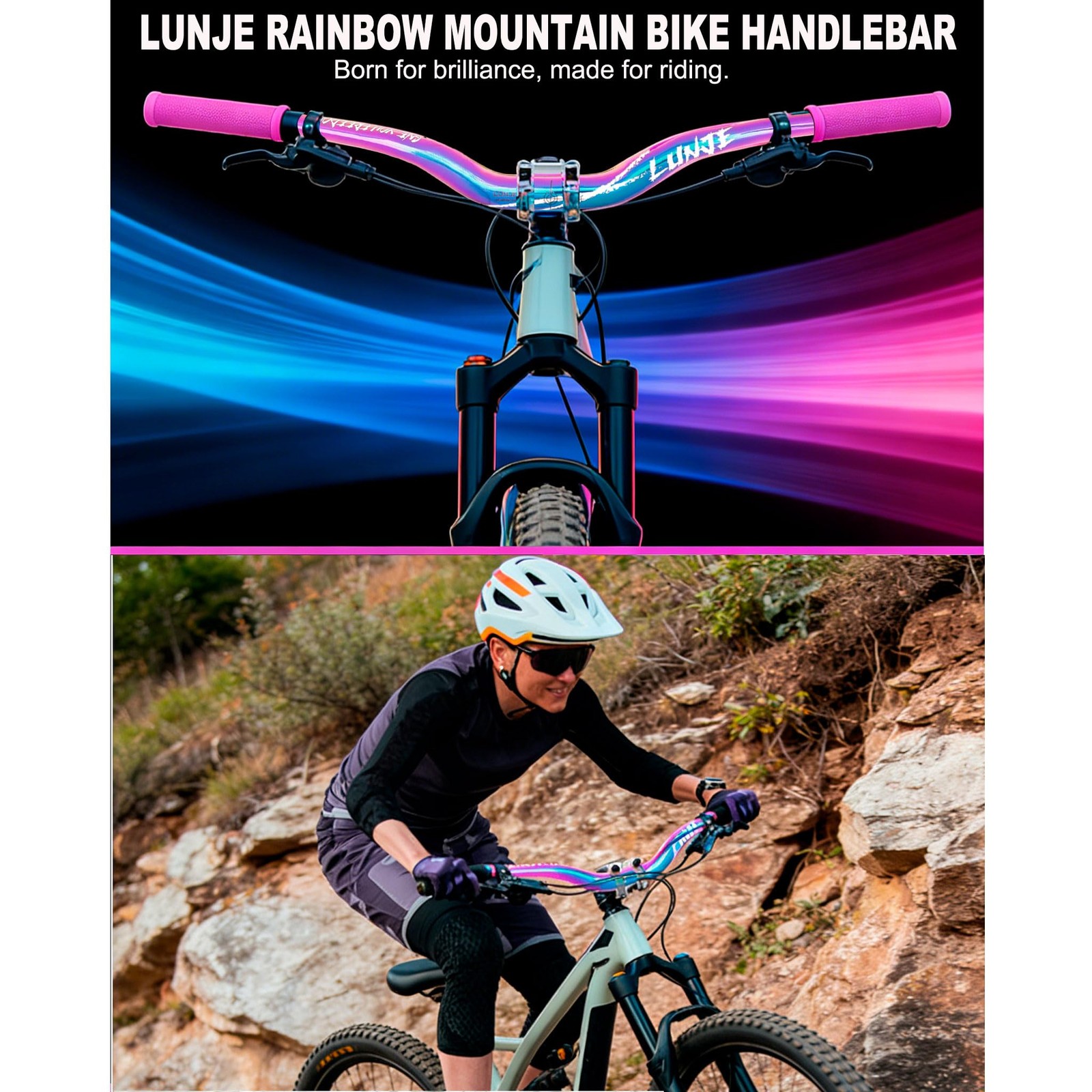 31.8mm Mountain Bike Handlebars, 55mm Rise Options, 780mm Cutable Width, Ligh…