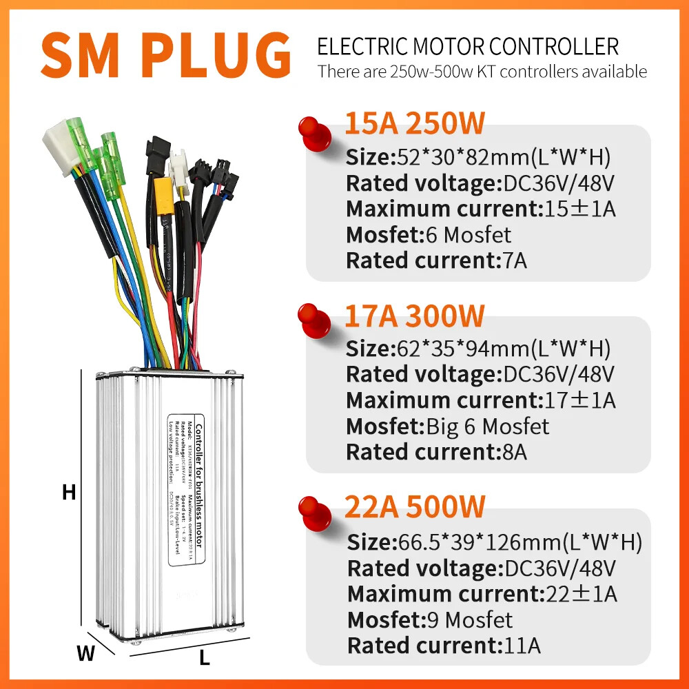 E-bike 15A 17A 22A 250W-500W Controller and 36V/48V LCD3U LCD7U LCD8HU Display
