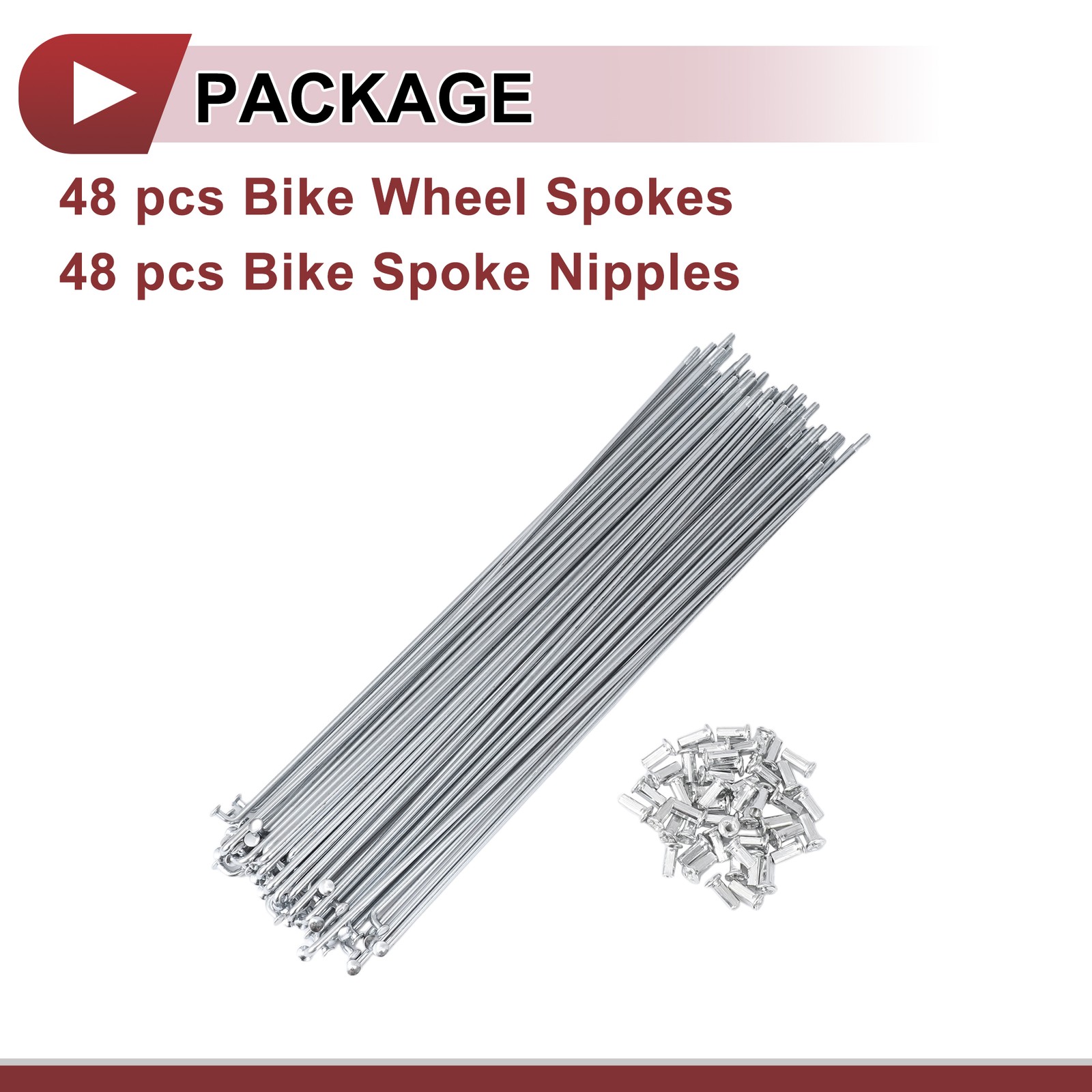 48 Set 10G Bicycle Spokes 285mm Bike Wheel Spokes Carbon Steel Galvanized