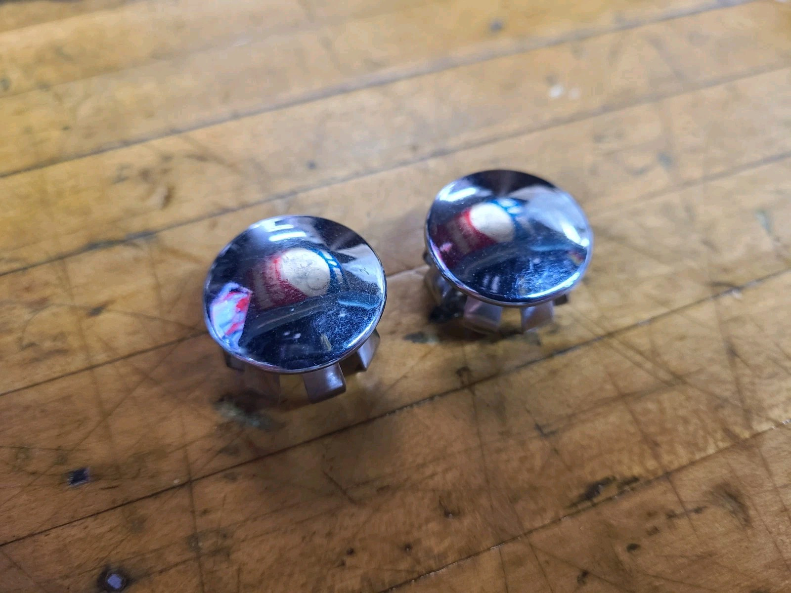 NOS BICYCLE HANDLE BAR TAPE END PLUG CAPS STEEL CHROME FITS SCHWINN 07-700