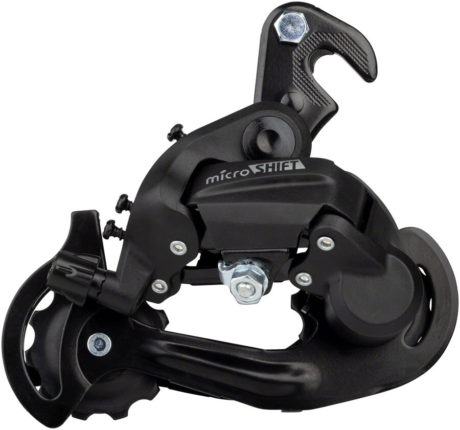 microSHIFT M21 Rear Derailleur – 6,7 Speed, Short Cage, Dropout Claw Hanger, Bla