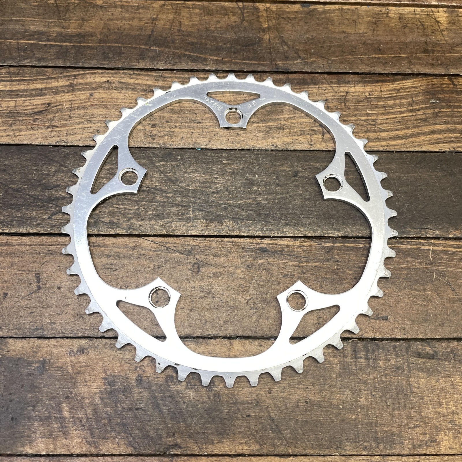 Vintage Takagi 48T Chainring 48 Tooth 130 BCD 5-Arm Silver Alloy Road Bike