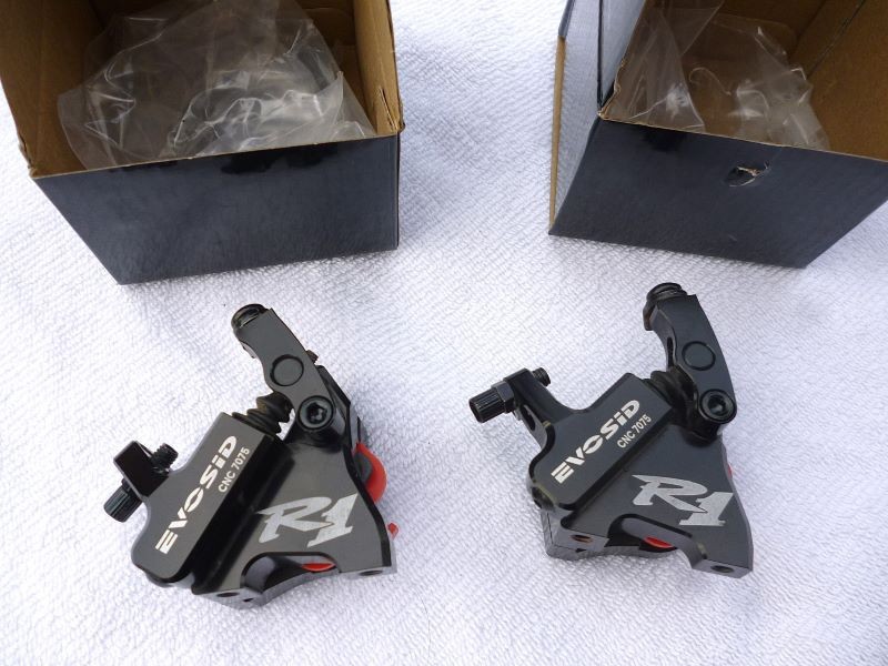 EVOSID Flat Mount Cable Actuated Hydraulic Disc Brake Calipers in Mint Condition