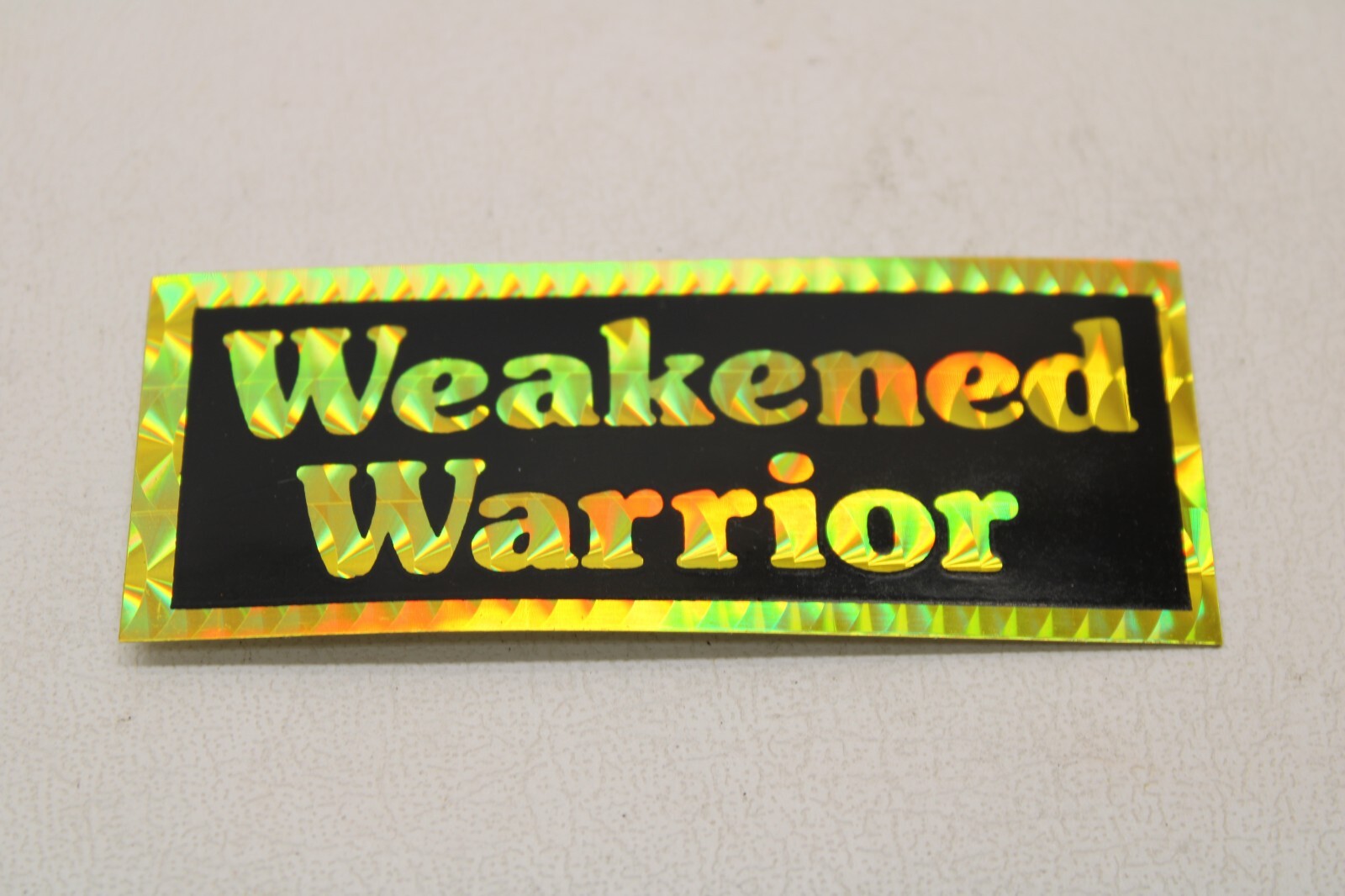 NOS OLD SCHOOL BMX STICKER DECAL – WEEKEND WARRIOR PRISM – GOLD – STOCK # 25