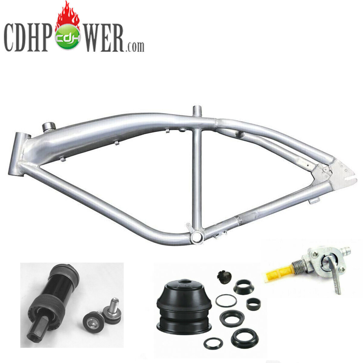 Brushed Alum Felt Faker Gas Frame 3.4L & Bottom Bracket Combo-Gas Motorized Bike