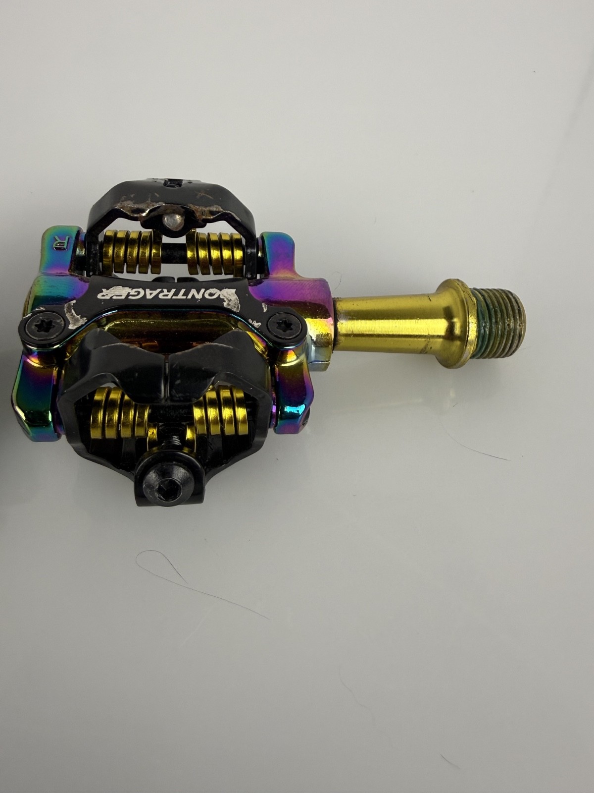 BONTRAGER COMP Oil Slick MTB SPD Pedals. Good Condition. Rainbow colors.