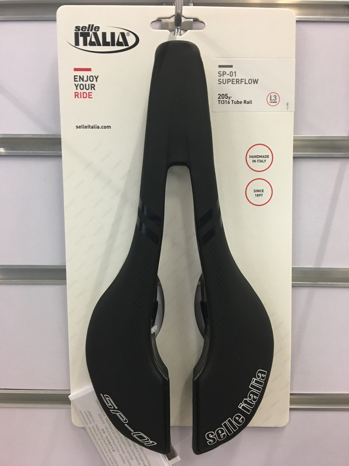 Selle Italia SP-01 Superflow L3 142x288mm TI316 Tube Rail Saddle (Black)