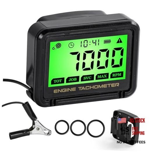 Digital Tachometer, Tach Hour Meter, Small Engine Tachometer with RPM Alarm,