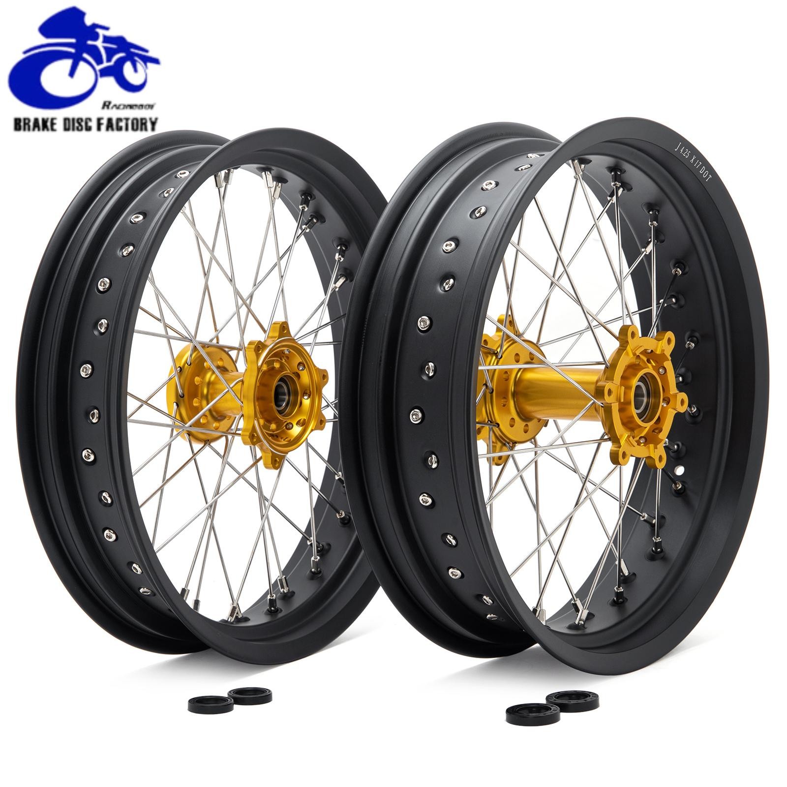 17*3.5/17*4.25 Spoked Wheel Gold Hub Set For SURRON UB Ultra Bee Supermoto eBike