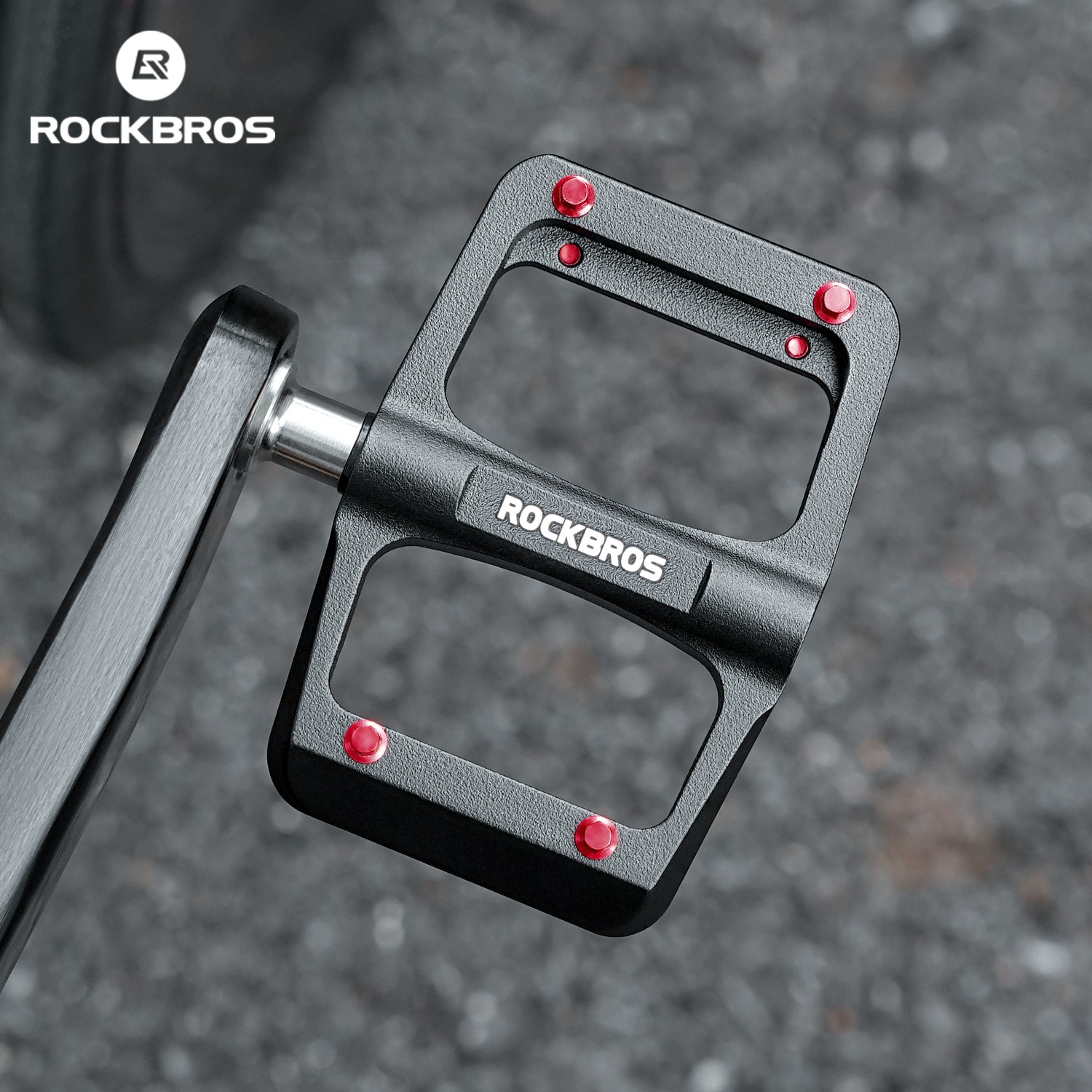 ROCKBROS Bicycle Pedals Black Flat MTB Pedals Magnesium Alloy 3 Bearings Durable