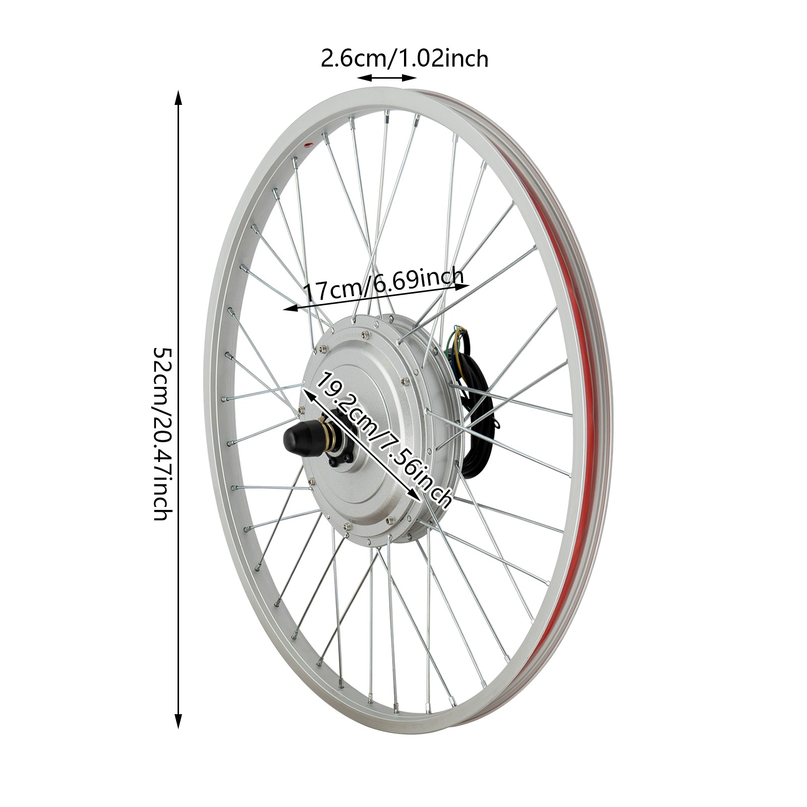 Modern 750W E-bike Conversion Kit Silver 24″ Front Wheel w/ Brushless Hub Motor