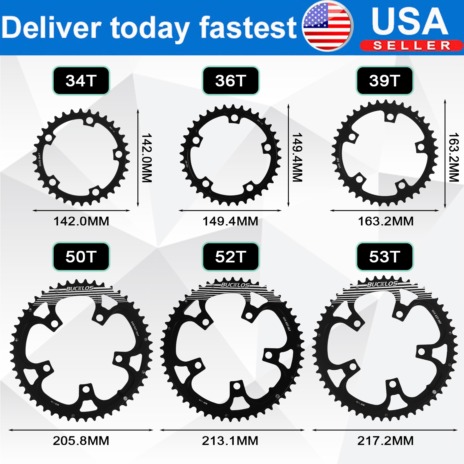 US Bike Chainrings 110BCD 9-11 Speed Round Chain ring 5 Holes 34 36 39 50 52 53T
