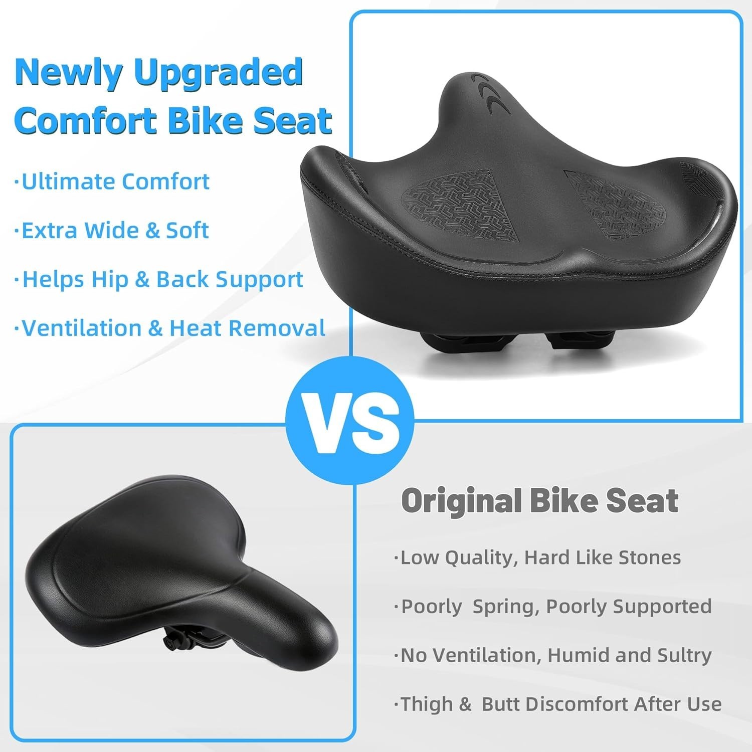 CDYWD Oversized Bike Seat for Men & Women Comfort, Extra Wide Bicycle Seat Cushi