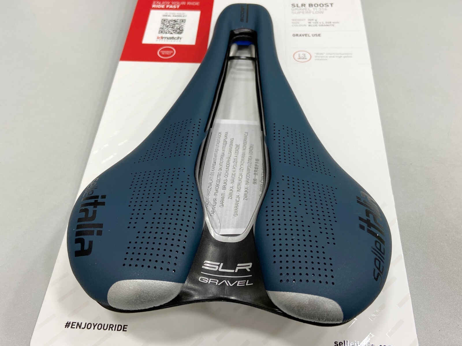 Selle Italia SLR Boost Gravel Ti316 Superflow L3(145x248mm) Saddle Blue Granite