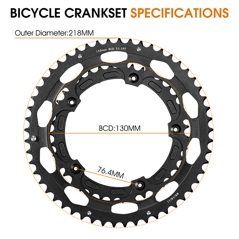 WEST BIKING Road Bike Tooth Disc Aluminum 130BCD Double Chainring 39/53T 8-11S
