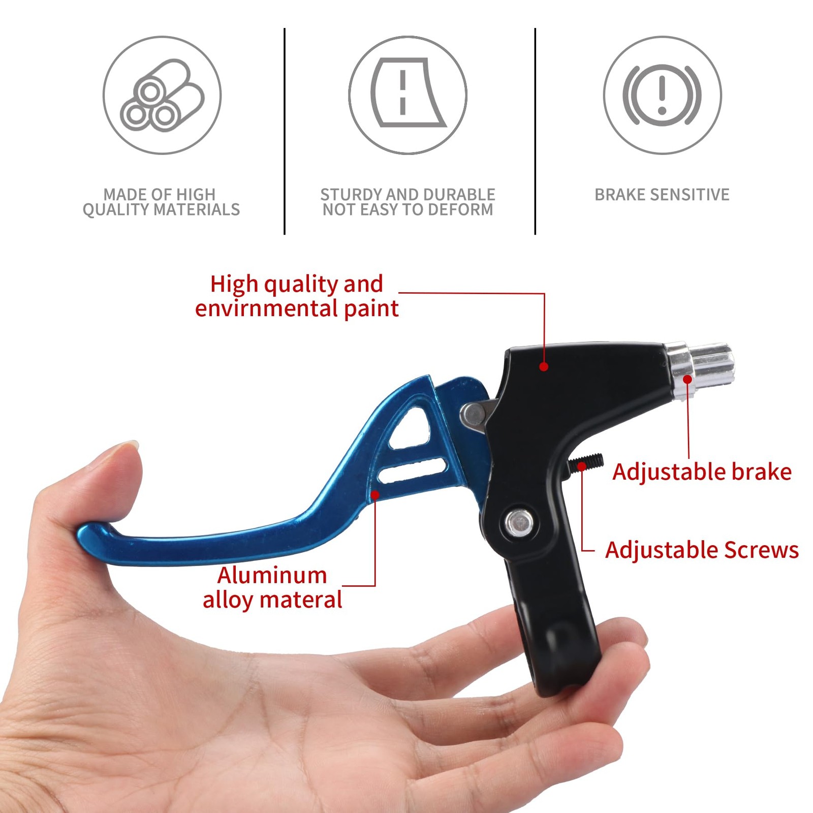 Gashwer Universal 2.2cm Bike Brake Levers Aluminum Alloy V-Brake Blue- 1 Pair