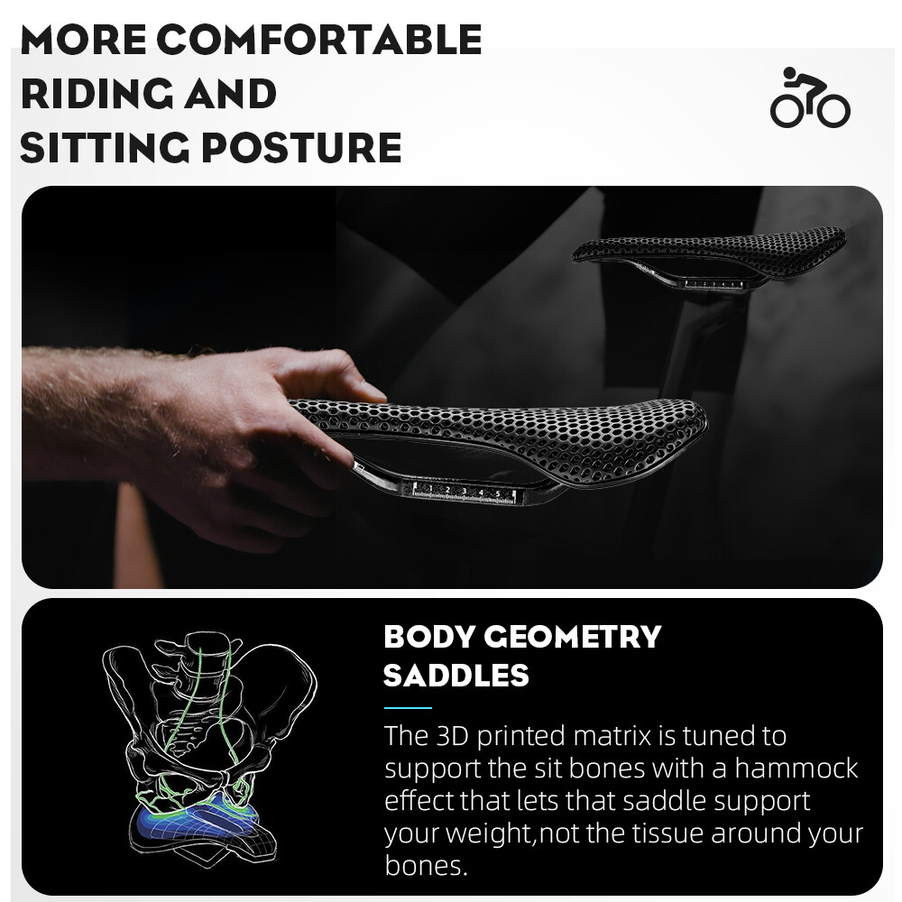 Carbon 3D Printed Bike Saddle Road MTB Gravel Bicycle Seat Cushion Cycling Parts