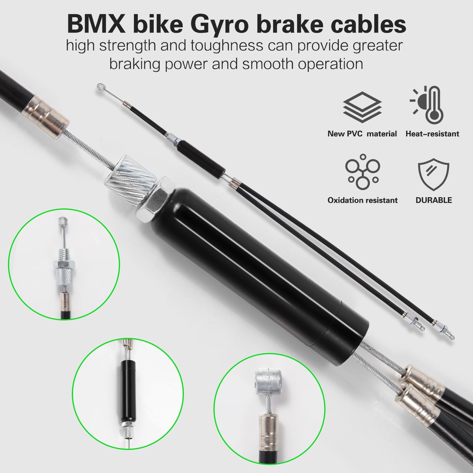 Brake Cables Front + Rear Upper + Lower Spinner Rotor Full Kit 20″ Most Gyro