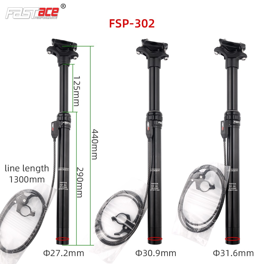 FASTACE Dropper Post 27.2//30.9/31.6mm 440mm 125mm Travel Remote External Cable