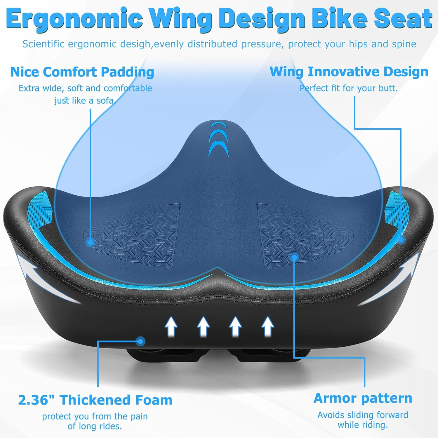 CDYWD Oversized Bike Seat for Men & Women Comfort, Extra Wide Bicycle Seat Cushi