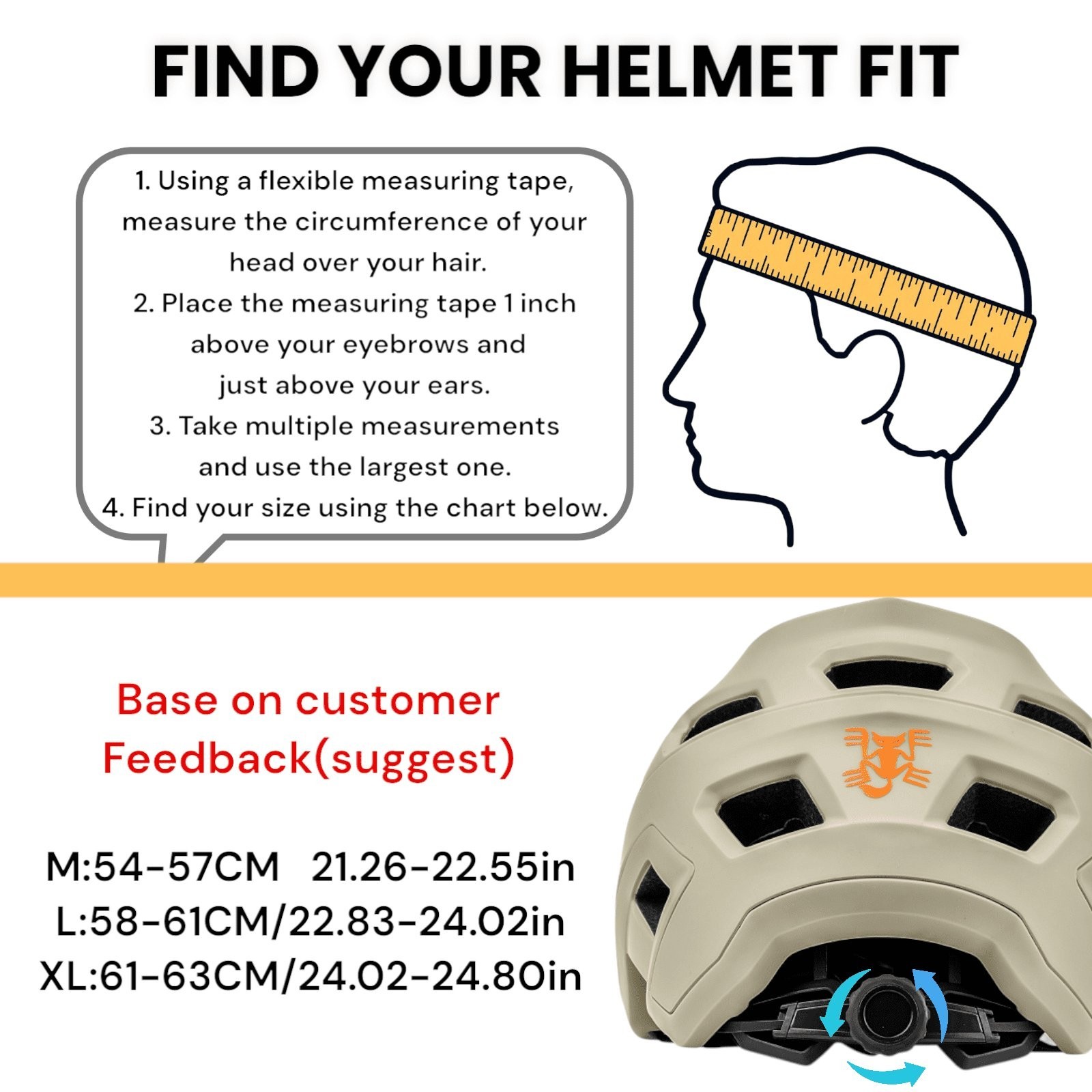 BATFOX MTB Helmet Bike Helmets for Men & Women Enhanced Impact Protection, XL