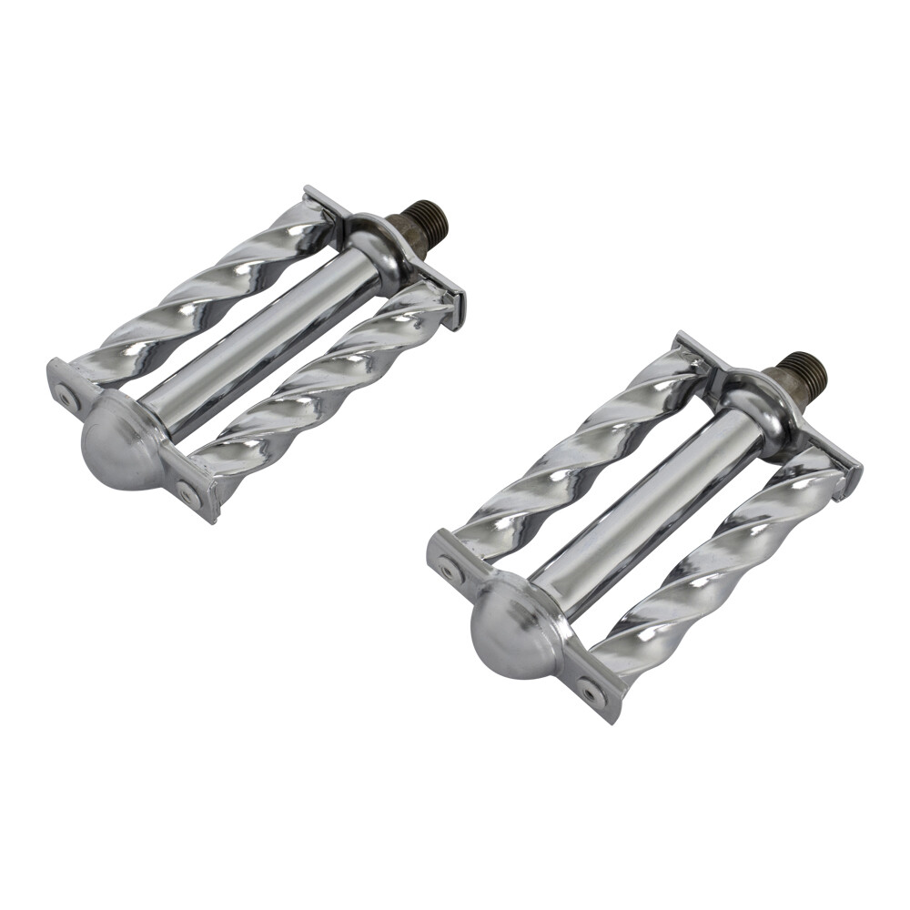 GENUINE OG LOWRIDER BICYCLE SQUARE TWISTED STEEL PEDALS 9/16 IN CHROME